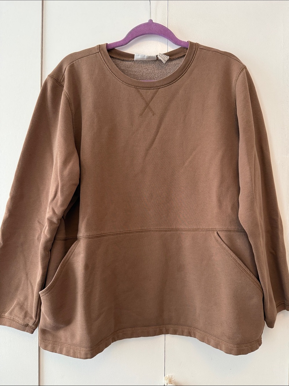 Relaxed Fit Brown Crewneck Sweatshirt